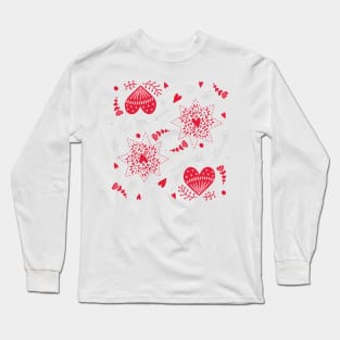 Hearts and Flowers Valentine Pattern Long Sleeve T-Shirt